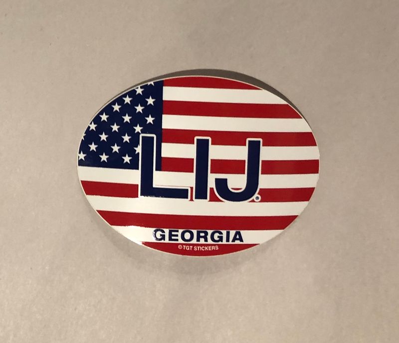 American Flag LIJ Oval Sticker