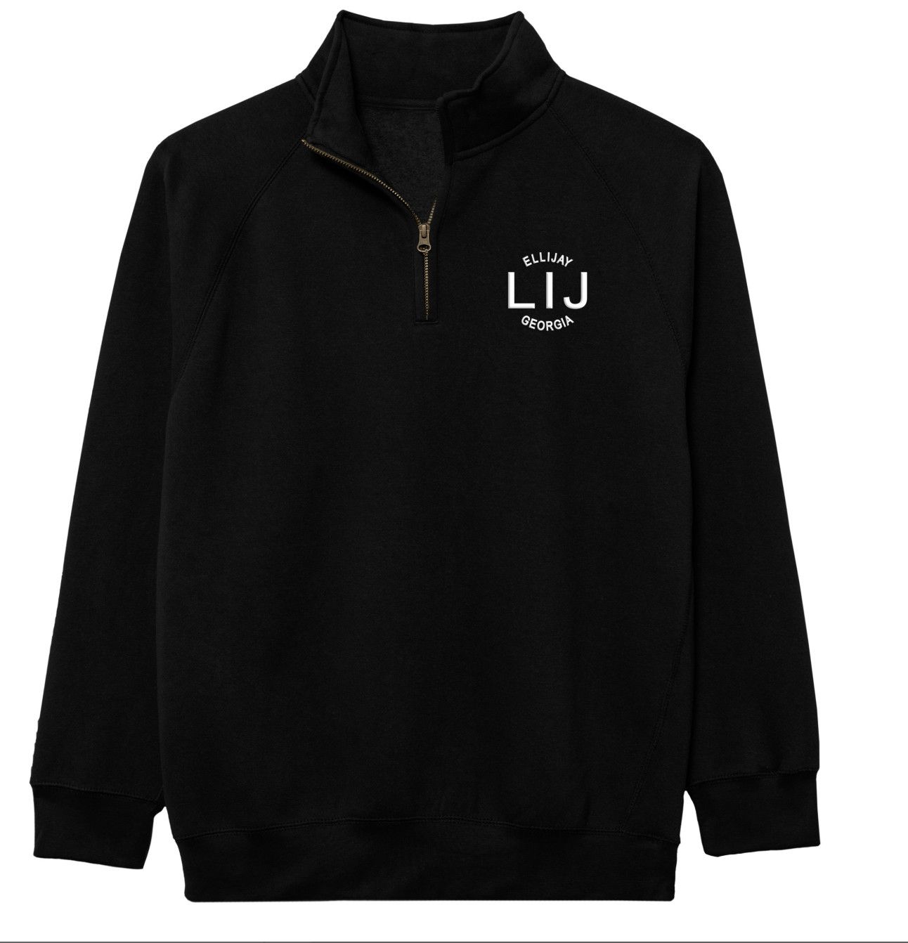 Premium Embroidered LIJ Benchmark Quarter Zip Sweatshirt, Color: Black, Size: Small