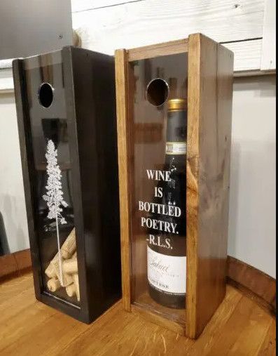 Gift Wine Box Cork Holder Pine