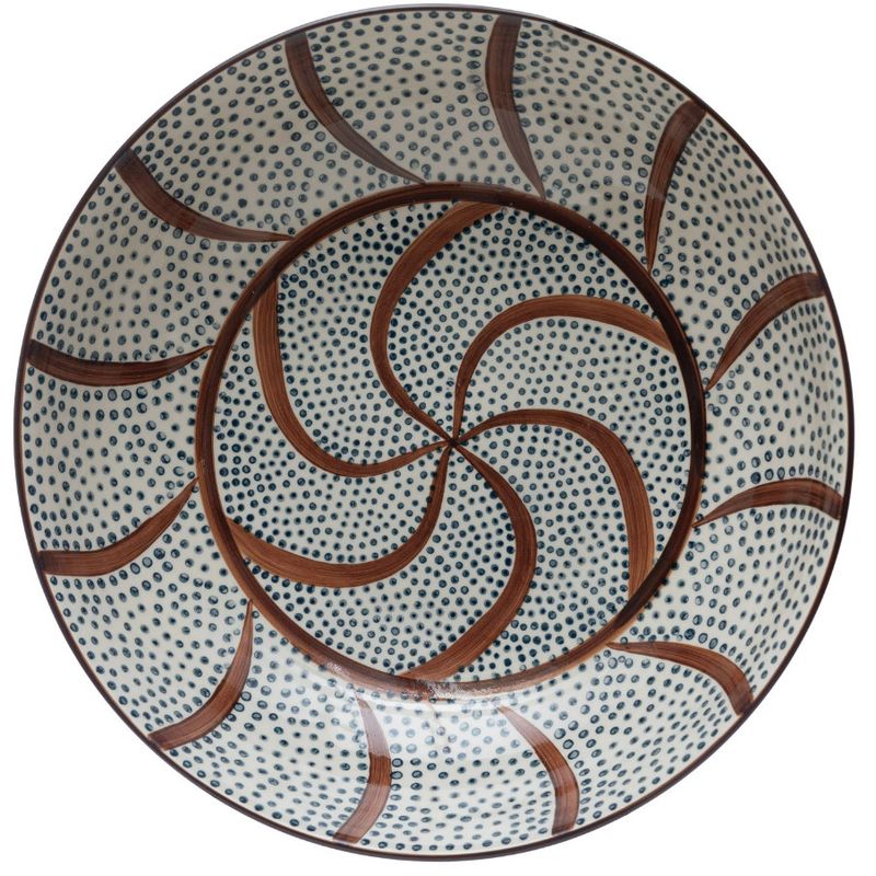 Hand-Painted Stoneware Serving Bowl w/ Pattern