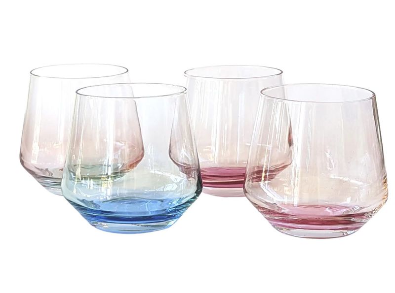 Byrdeen Mezclada Stemless Wine Glass Color, Set of 4