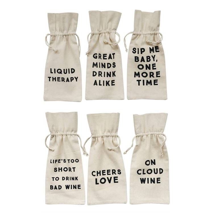 Assorted Wine Bags With Saying