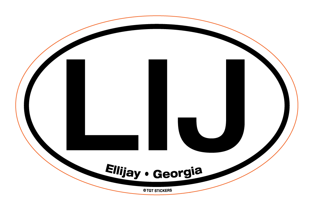 LIJ Ellijay Georgia Large Oval Sticker (WHITE)