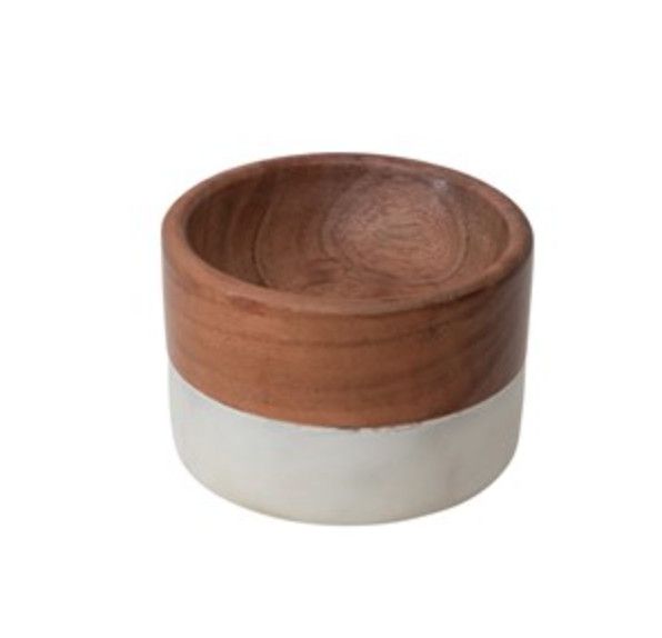 Marble &amp; Acacia Wood Pinch Pot