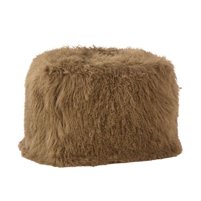 Caramel 100% Lamb Wool Pouf