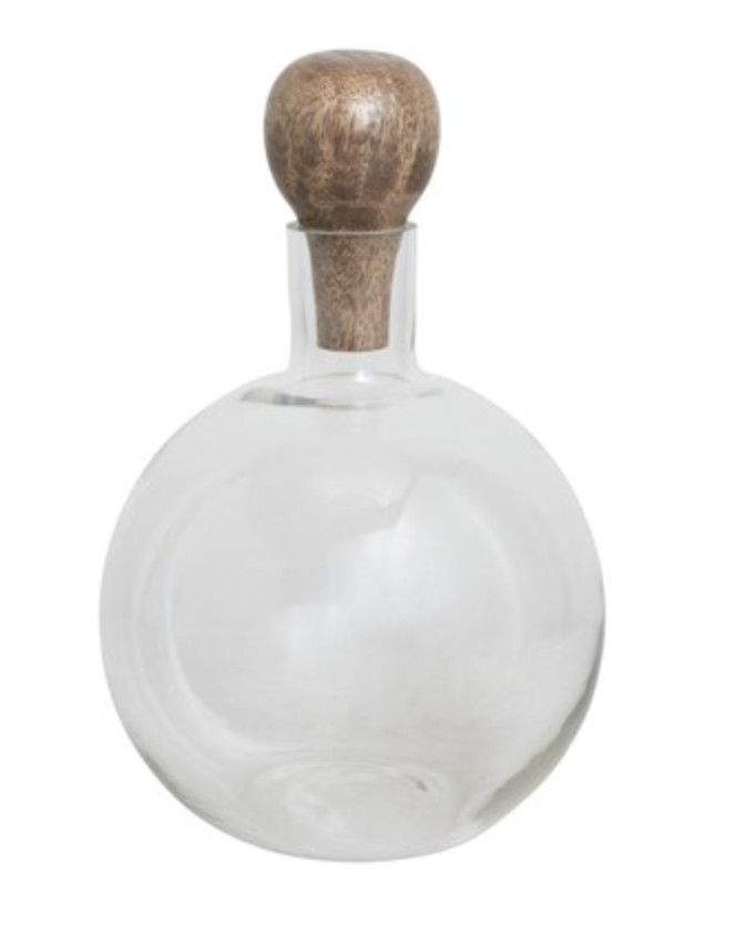 Glass Decanter with Mango Wood Stopper