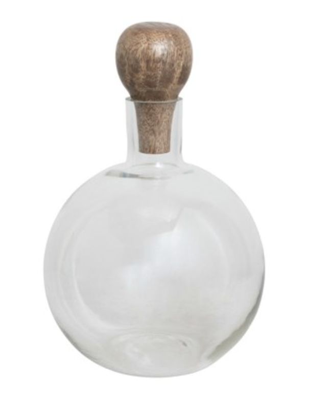 Glass Decanter with Mango Wood Stopper
