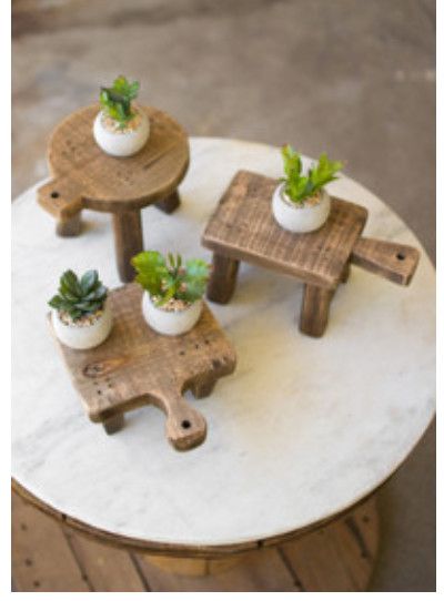 Rustic Cutting Board Wood Riser Rectangle Medium