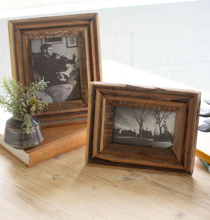 Recycled Natural Wood Photo Frames