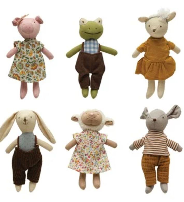 Plush Animal in Clothes, Multi Color, 6 Styles