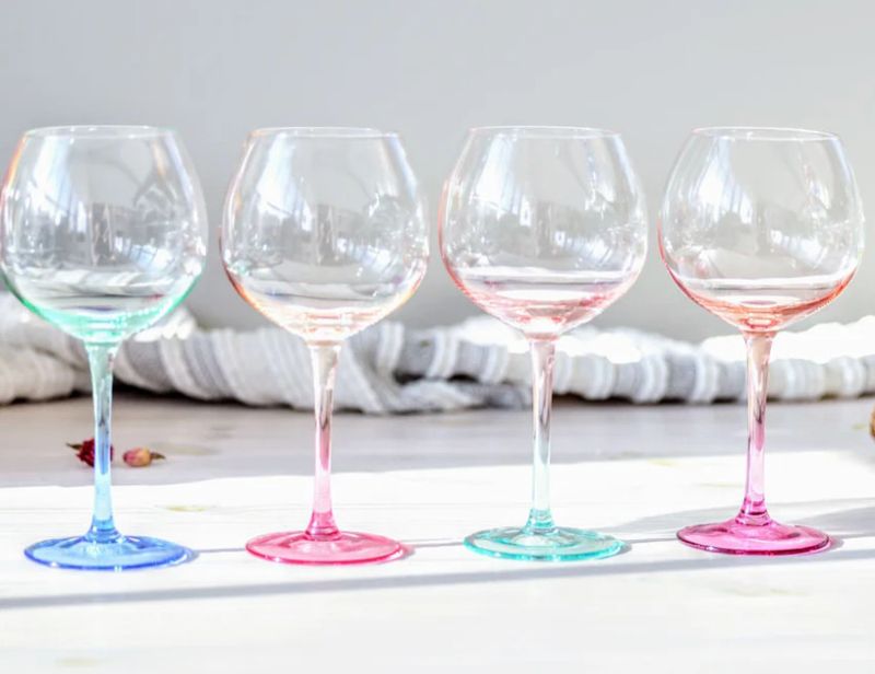 Byrdeen Mezclada Balloon Glass Color, Set of 4