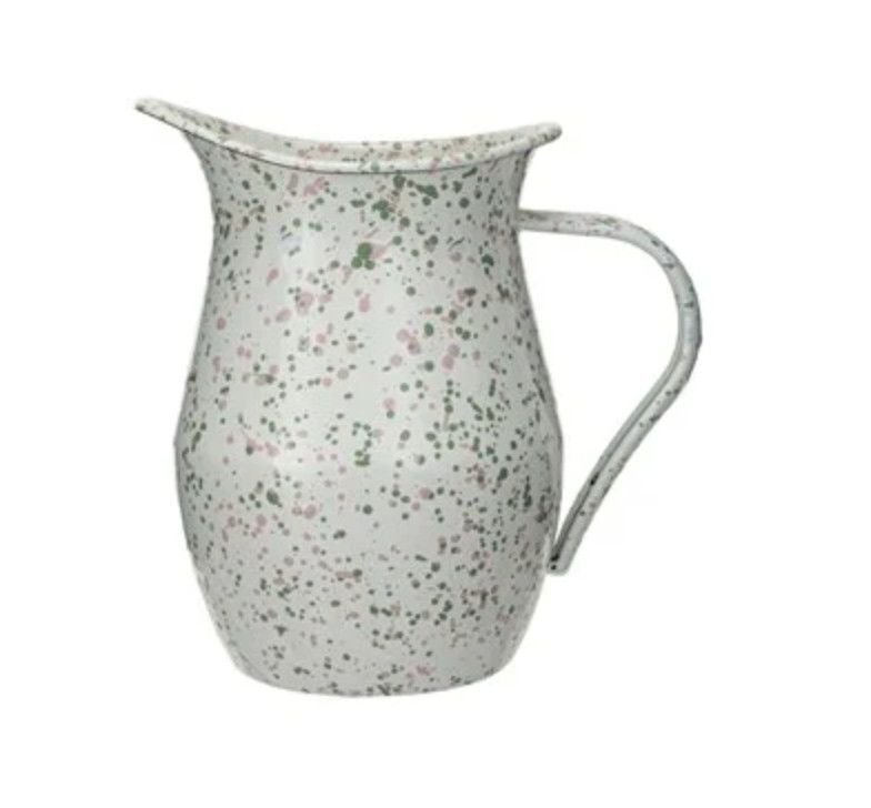 1 Quart Enameled Metal Splatterware Pitcher