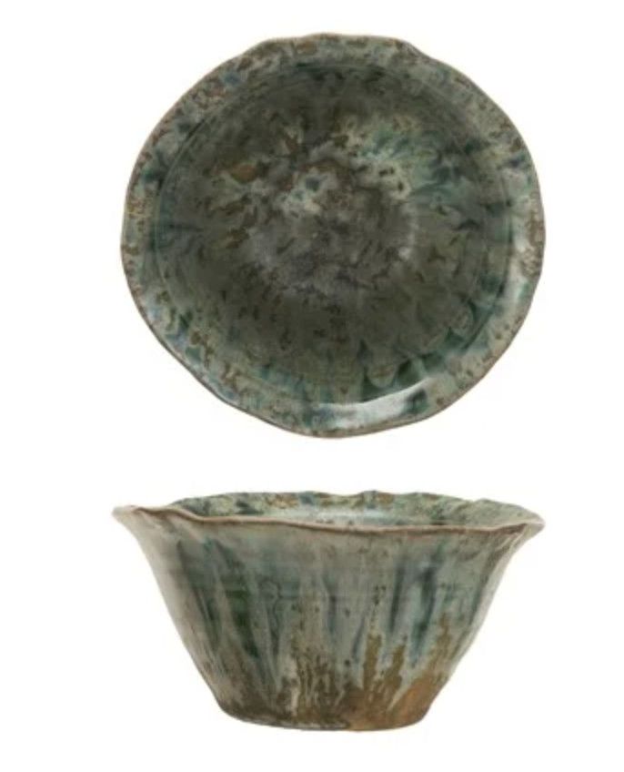 Stoneware Bowl, Reactive Crackle Glaze (Each One Will Vary)