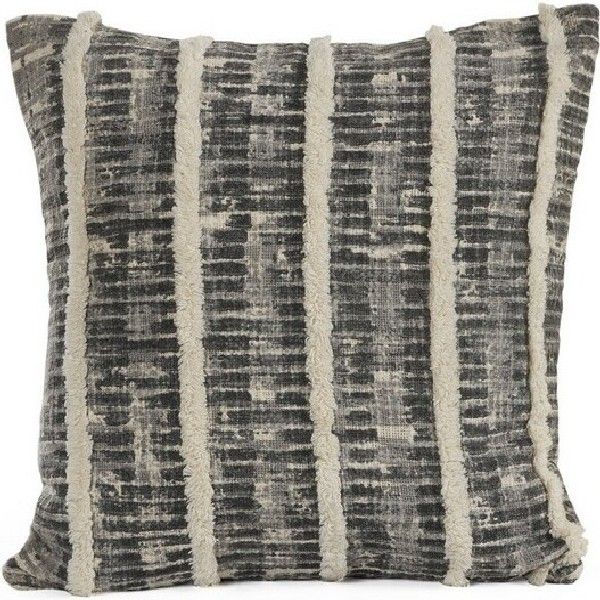 Gray/Cream Stripe Cotton Pillow 18"