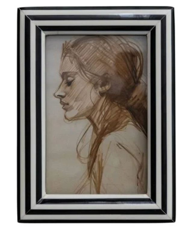 Striped Photo Frame, Black &amp; White