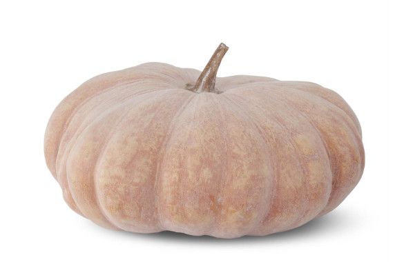 Light Orange Flocked Resin Pumpkin - Large