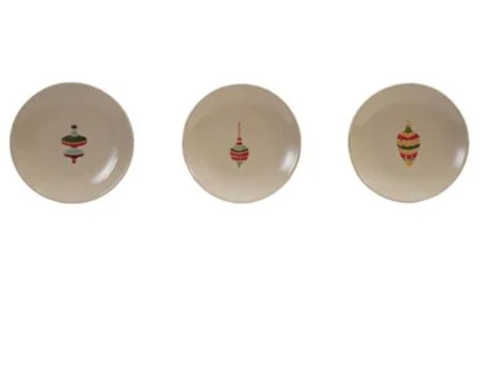 Hand-Painted Stoneware Plate w/ Wax Relief Ornament