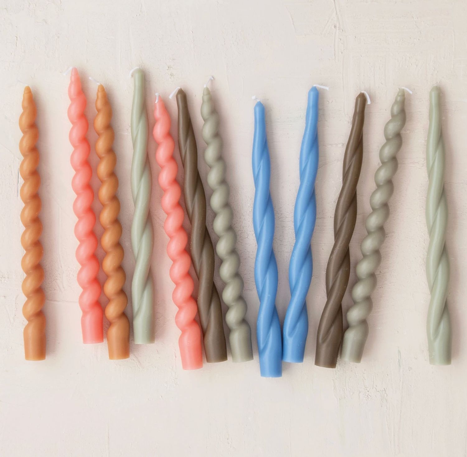 Unscented Tan Twisted Taper Candles in Box, Set of 2