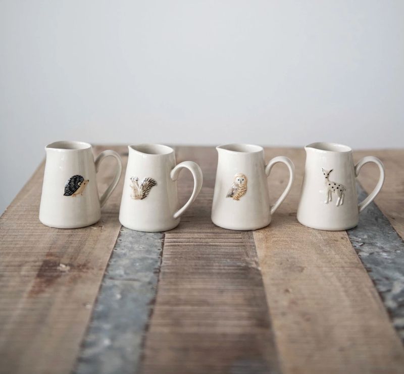 Hand Painted Creamer with Forest Animal