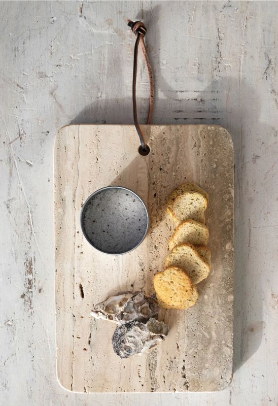 Travertine Cheese/Cutting Board w/ Leather Tie