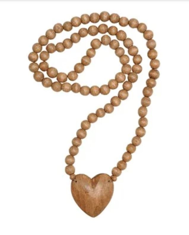 Hand-Carved Wooden Heart Necklace