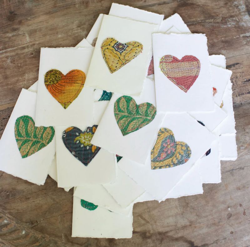 Kantha Heart Card