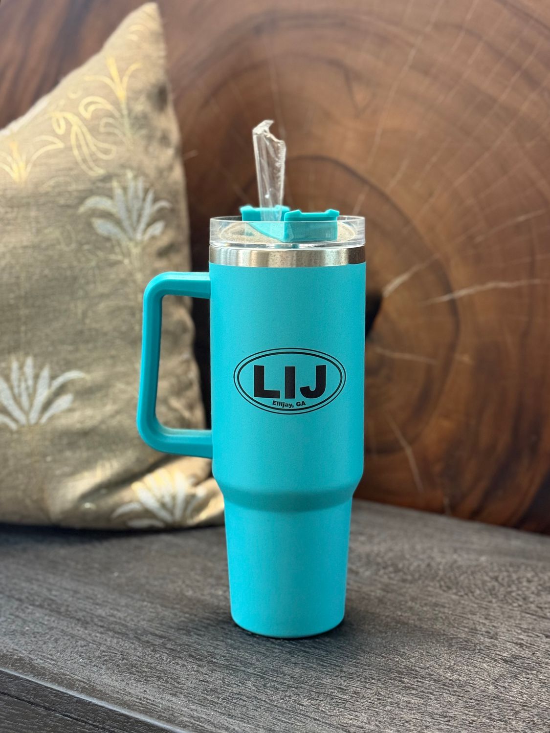 LIJ "Teal" Metal Tumbler With Straw