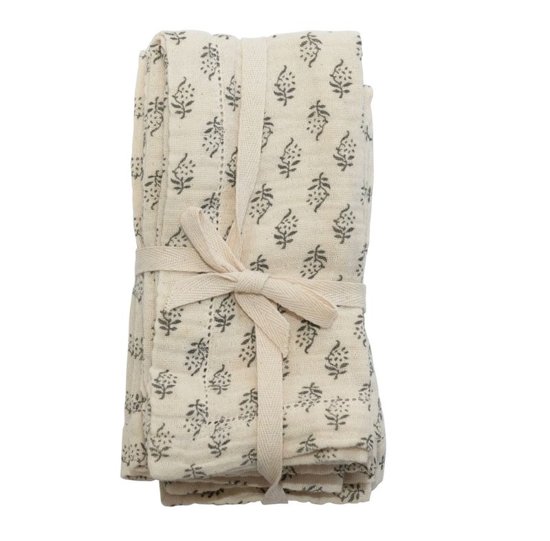 Napkins with Printed Floral Pattern, Set of 4