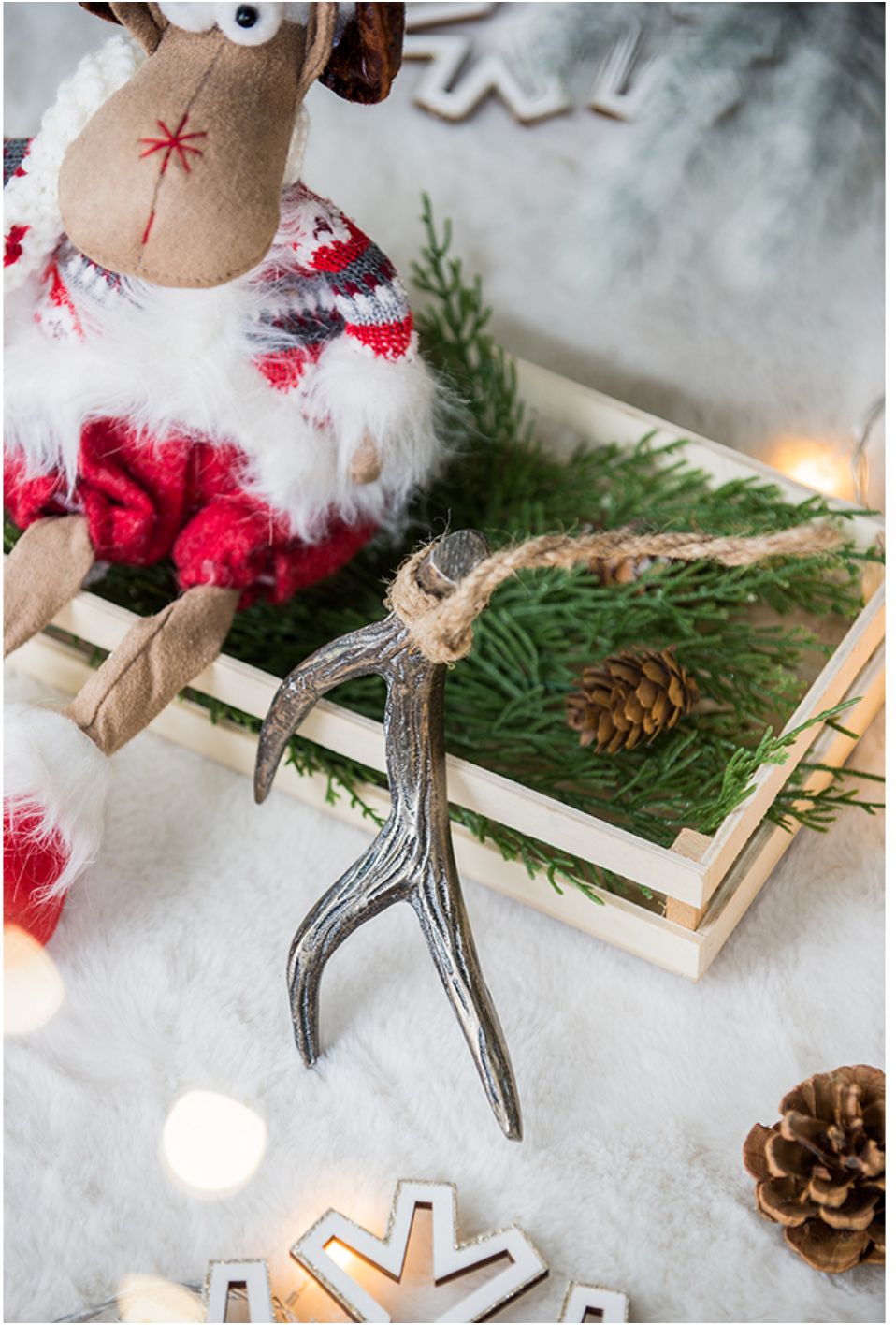 Alu Deer Horn on String Metal Ornament