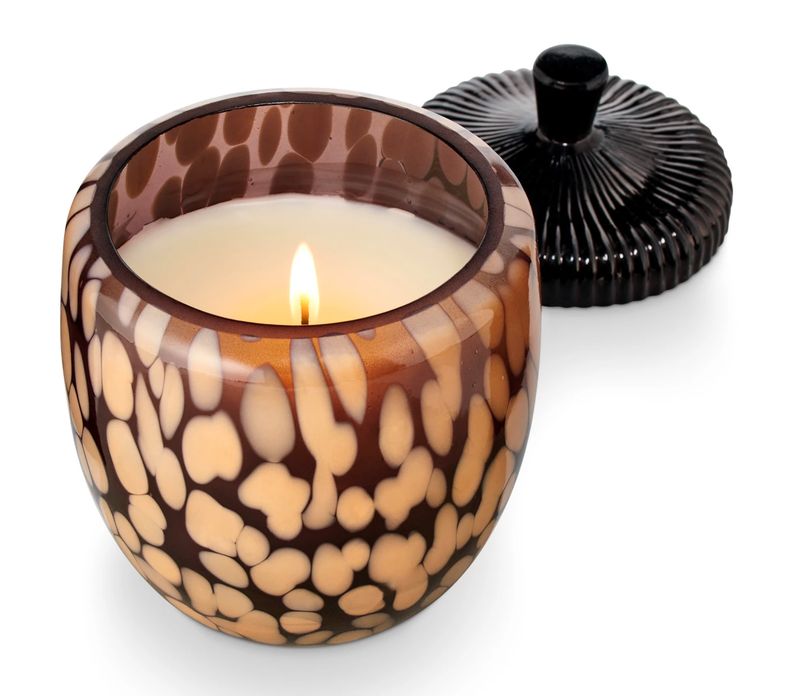 Midnight Pumpkin Glass Acorn Candle