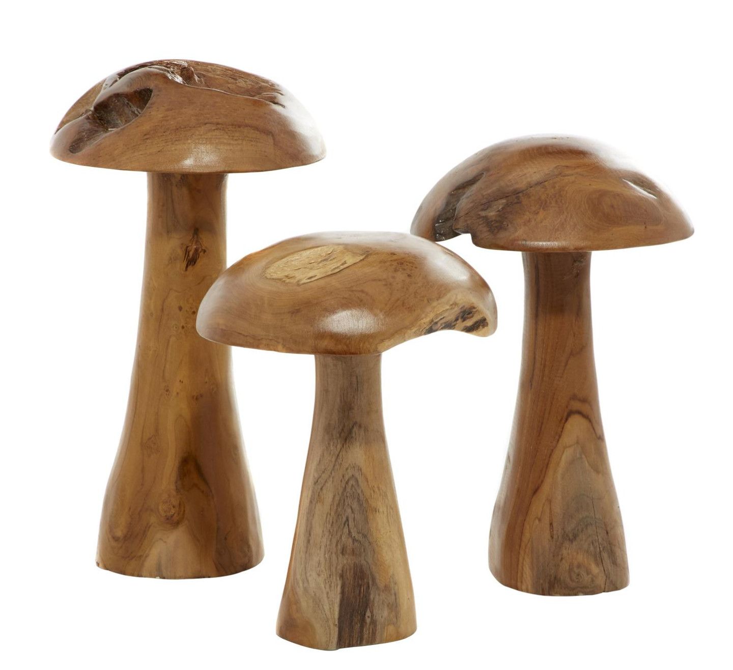 Teak Mushroom Sculptures, Size: Small 12"