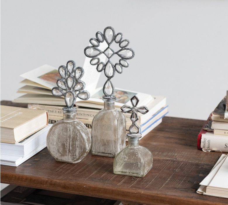 Decorative Glass Bottle w/ Zinc Alloy Stopper