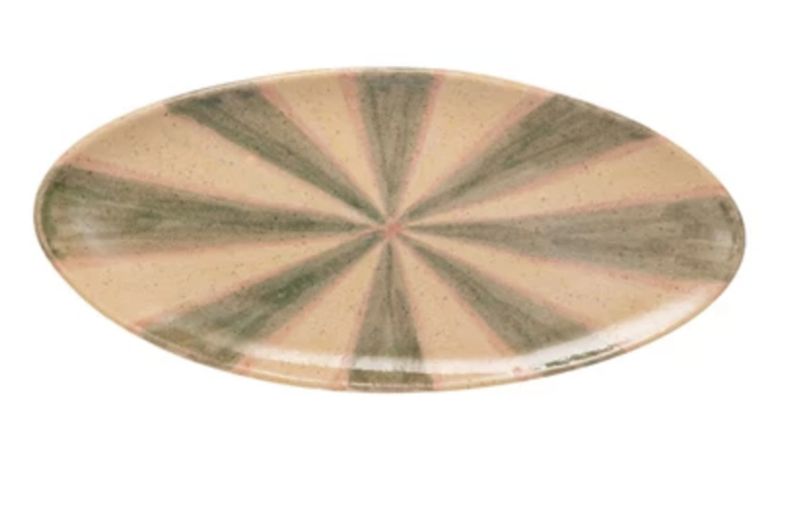 Hand-Painted Terra-cotta Platter Green