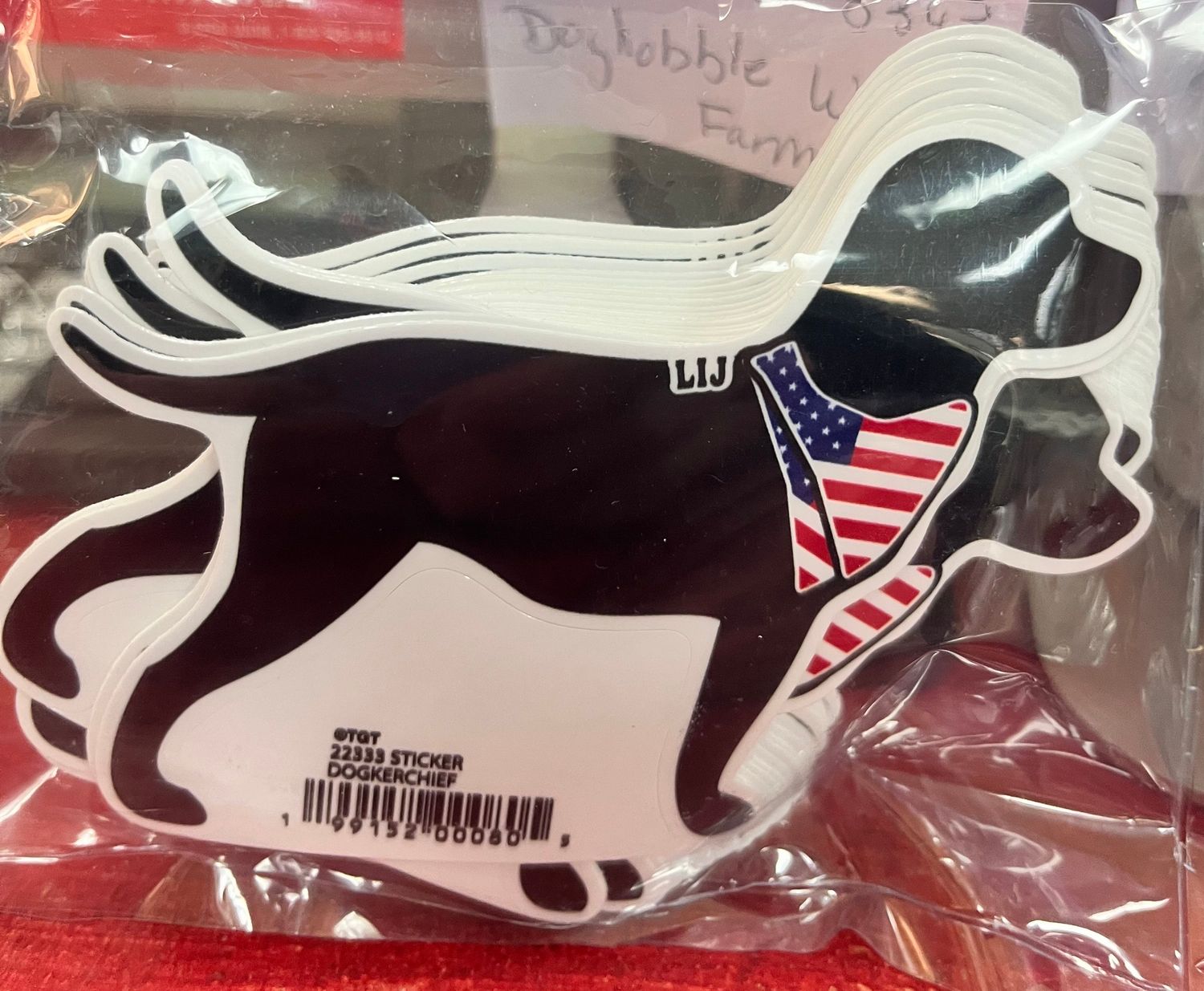 Assorted Sticker, Style: Black Lab w/Flag Scarf