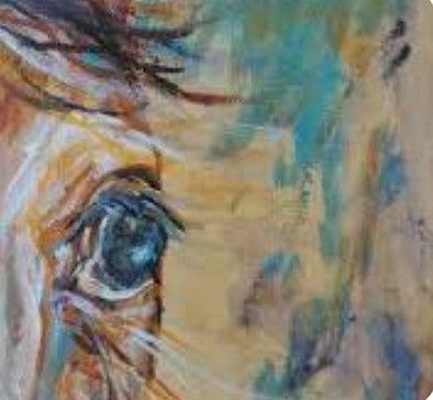 Consignment Sheila Carey Blue Eyes Giclee Embellished 16" x 20"