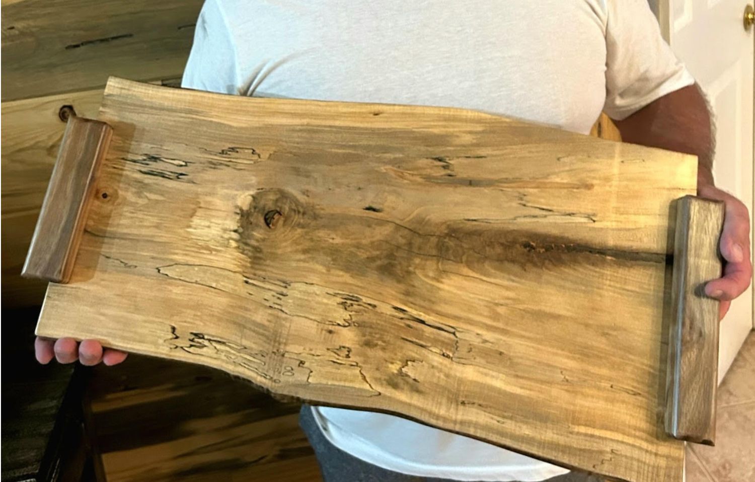 Will Woodworks Consignment #65 Maple Walnut w/ Handles Charcuterie Tray