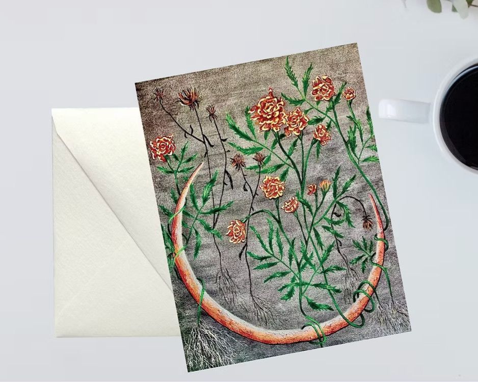 Consignment Kelly Glaros Single Notecard 5x7, Style: Marigold and the Moon