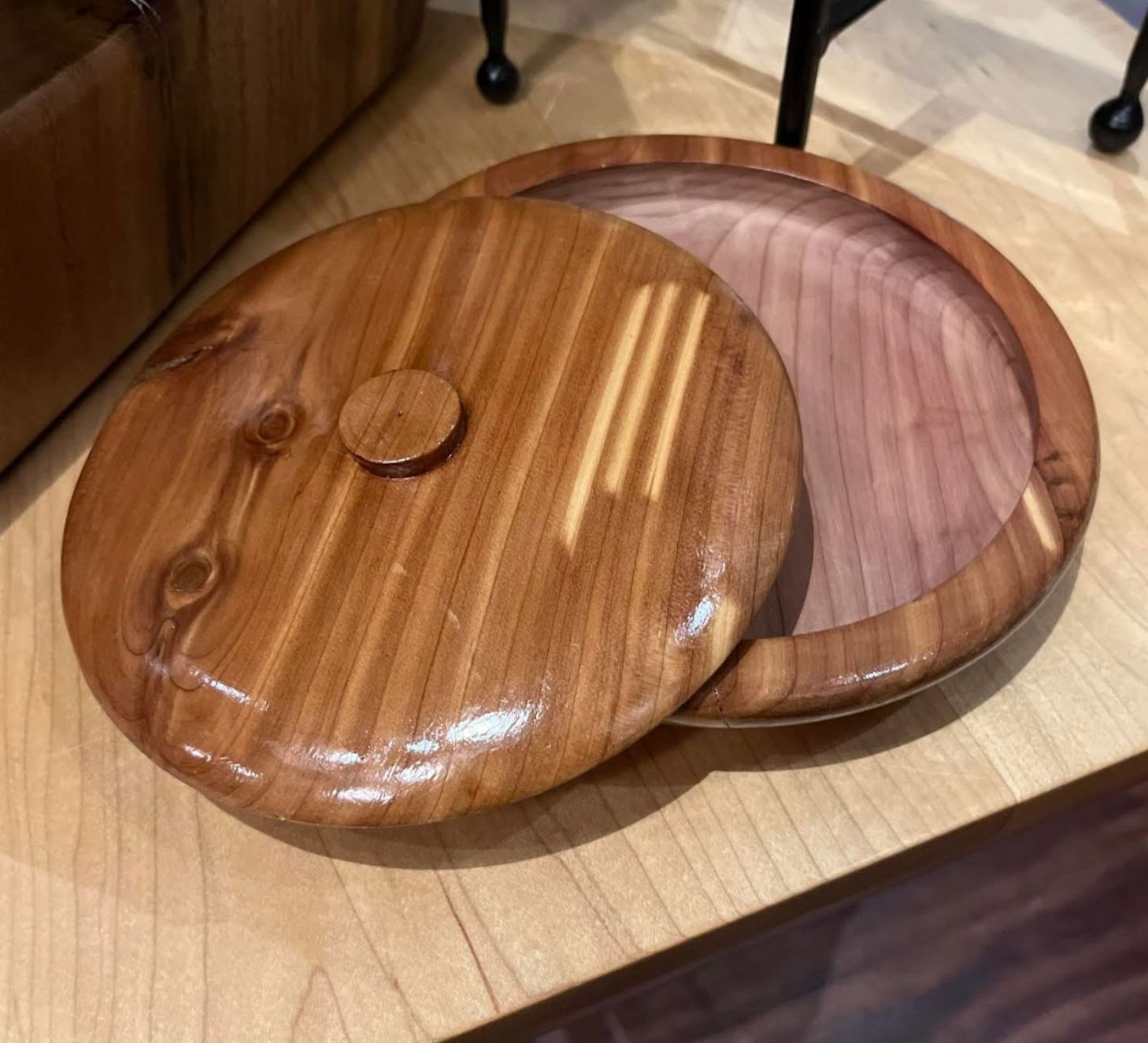 Consignment  Doug Piette Cedar "Face" Bowl w/ Lid
