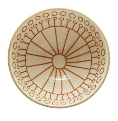 Stoneware Bowl w/ Pattern, Color: Orange