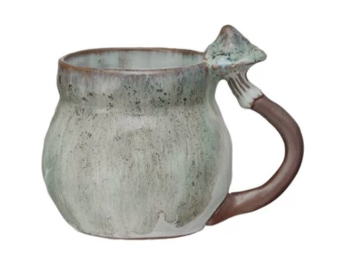 Stoneware Mushroom Mug, Style: Light Green Round