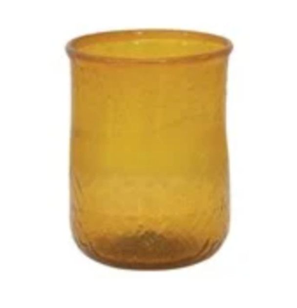 Hand-Blown Glass Votive Holder, Color: Orange
