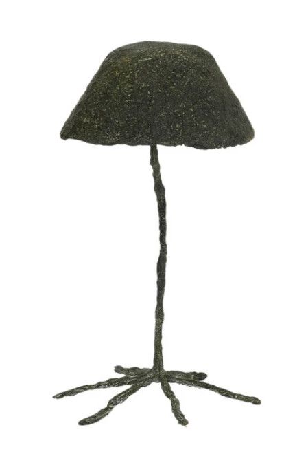 Paper Mache &amp; Metal Mushroom on Footed Stand, Color: Green, Size: Small
