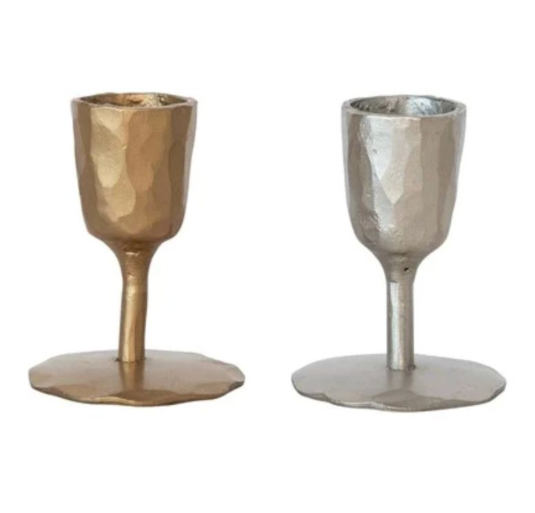 Hand-Forged Cast Iron Taper Holder, Color: Gold