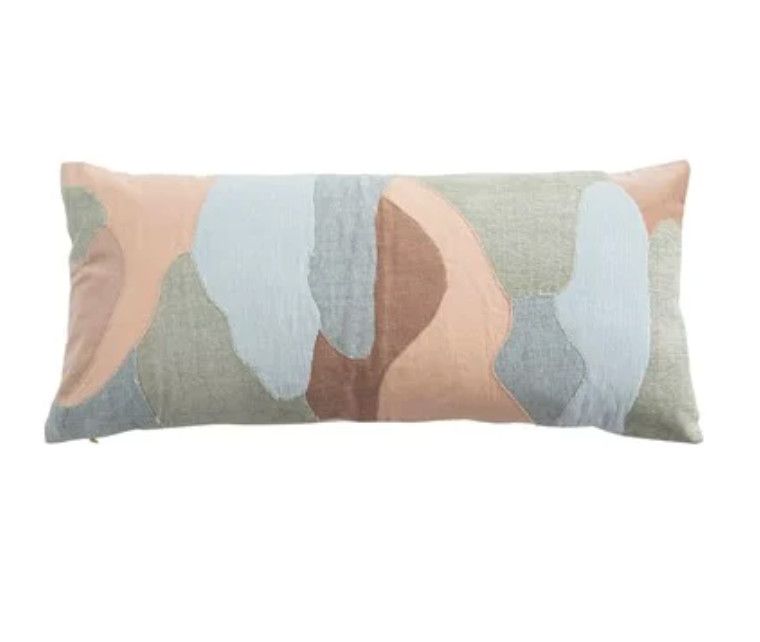 Cotton Blend Patchwork Lumbar Pillow