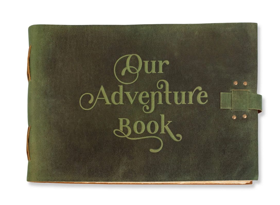 Embossed Leather Journal Book, Style: Our Adventure, Color: Green