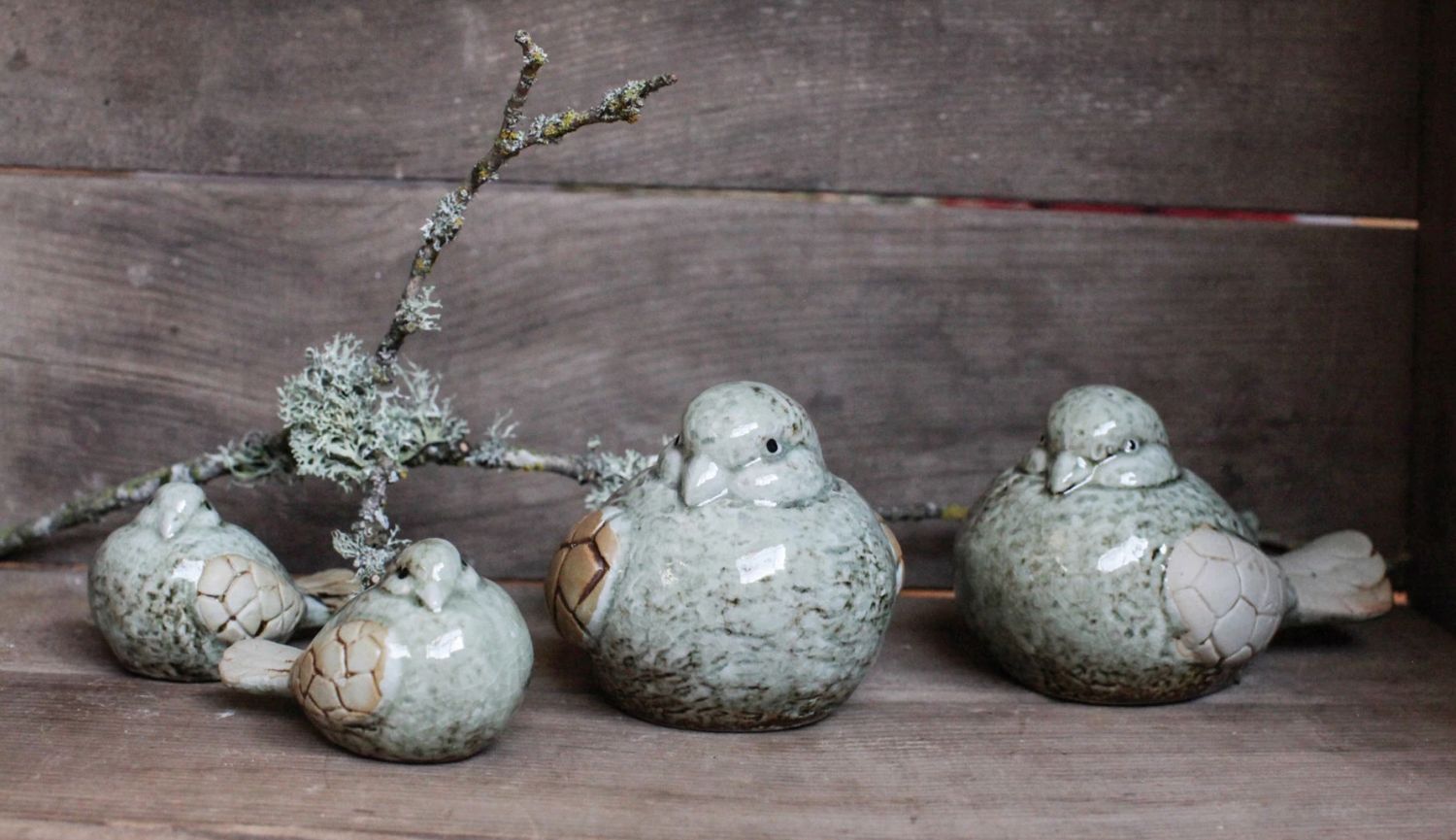 Blue Stoneware Bird Small