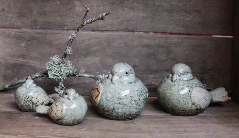 Blue Stoneware Bird, Small