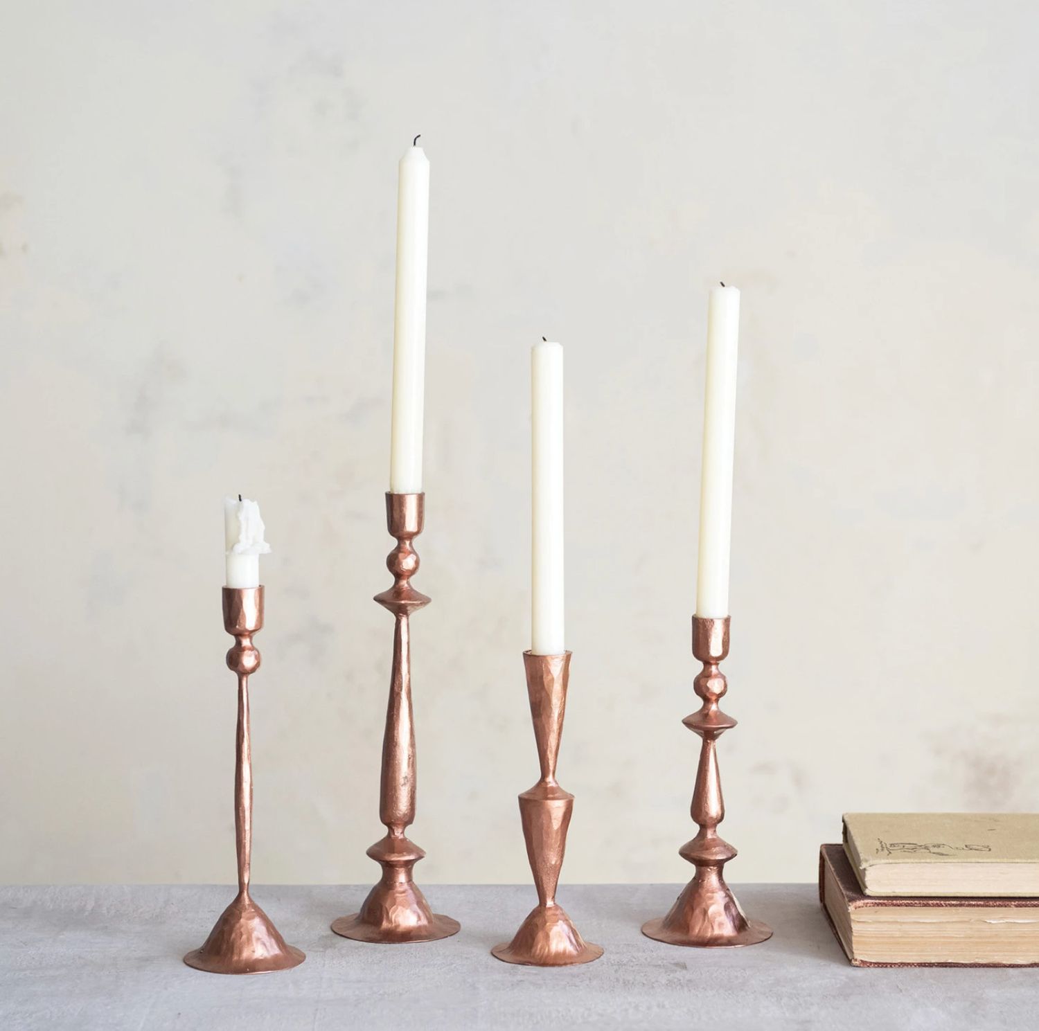 Hand-Forged Cast Iron Taper Holder, Copper Finish, Size: Small