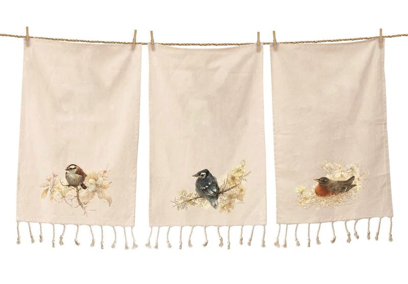 Tea Towels Sepia Birds in Nests