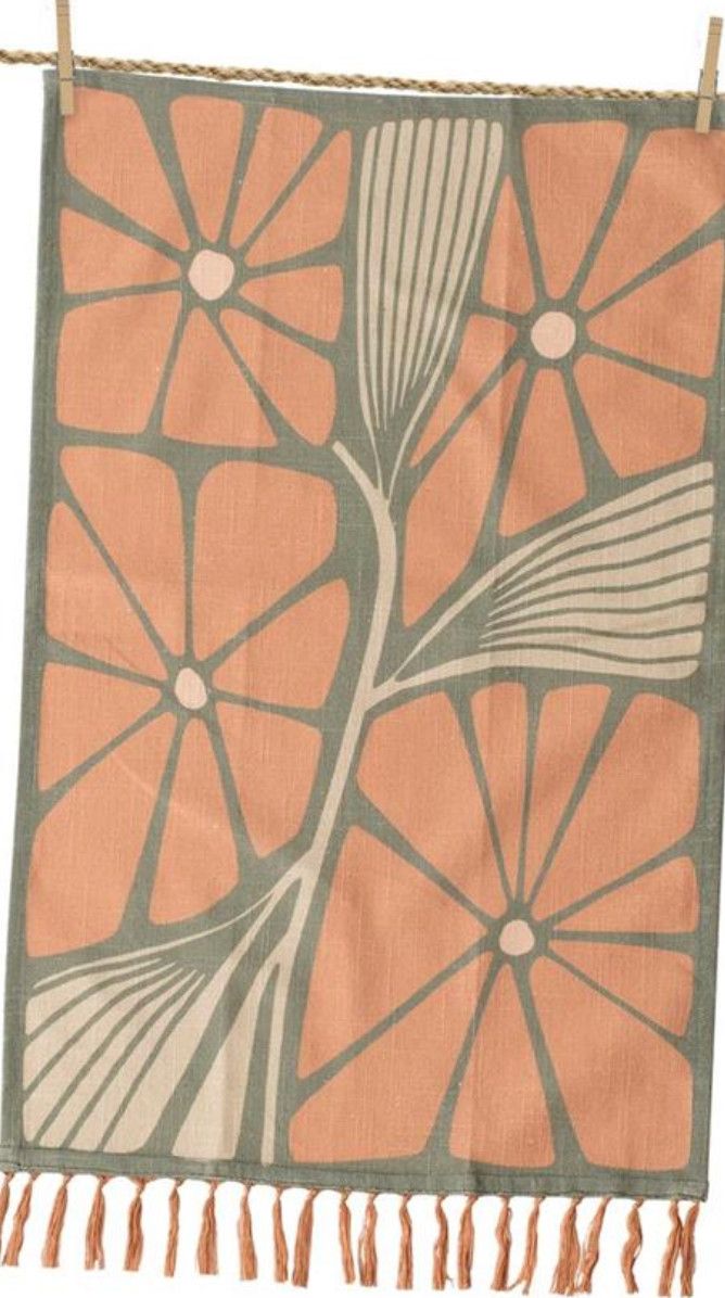 Modern Impression Tea Towels, Style: Peach &amp; Green